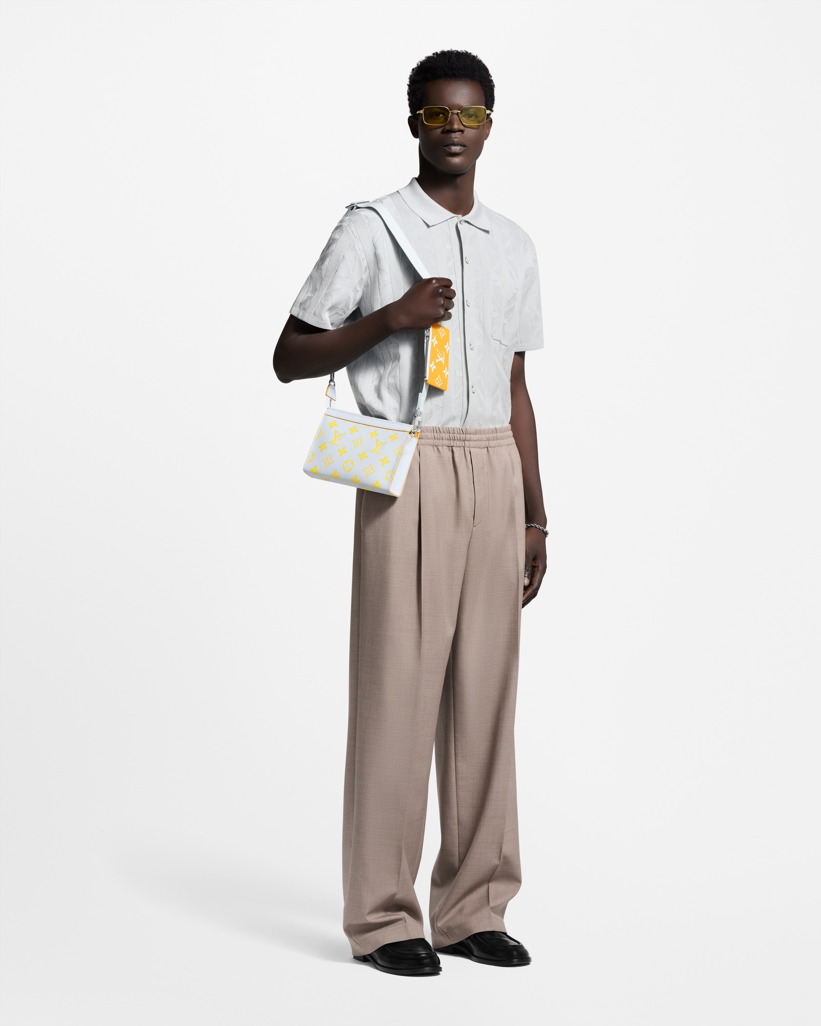 Louis Vuitton 2024 Damier short sleeve cotton knit shirt